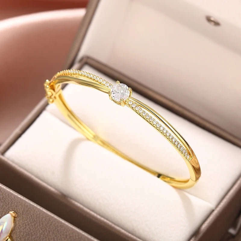 Huitan Cross Bangle Bracelet – Cubic Zirconia Women's Jewelry Bangle Bracelet Axl