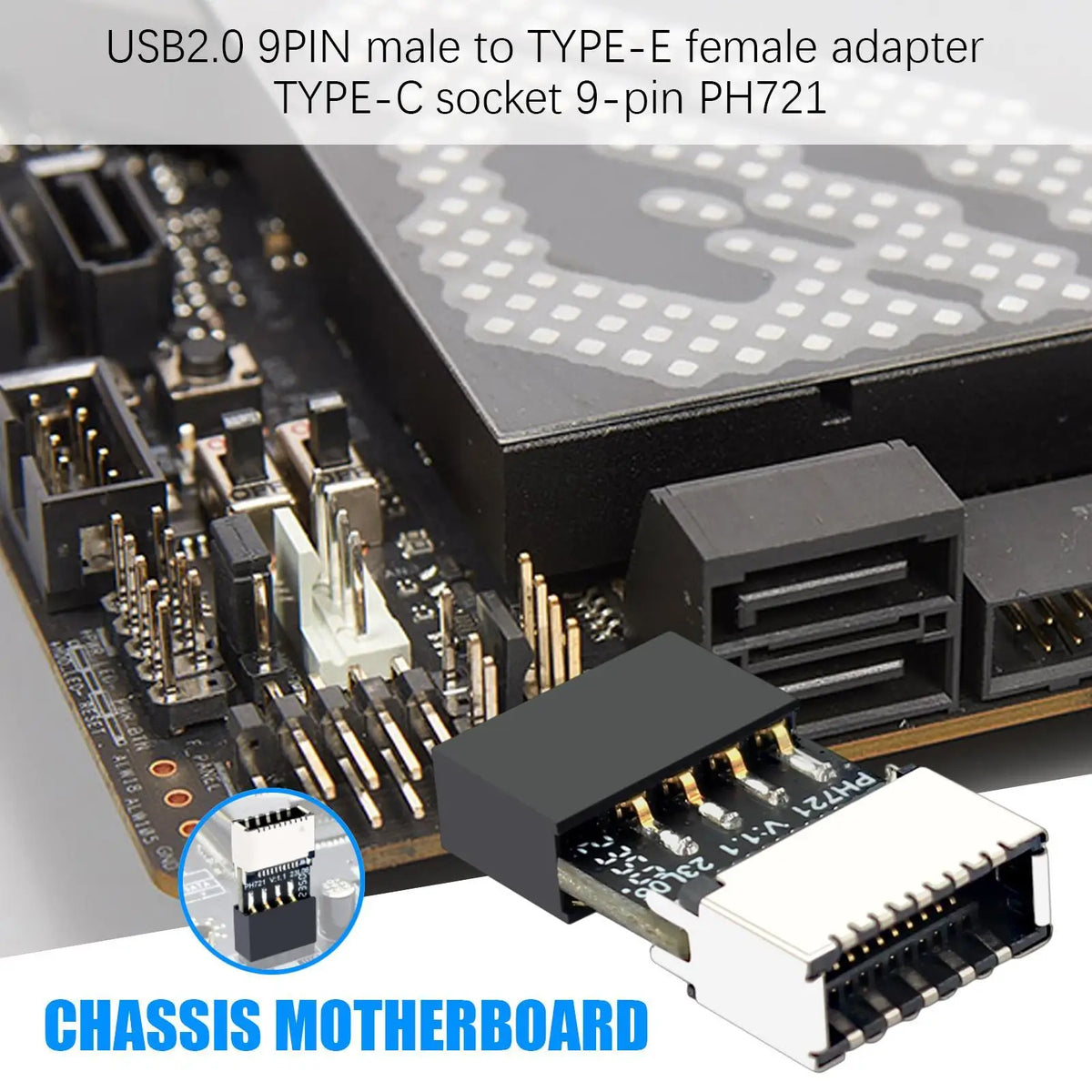 USB 2.0 Header to Type-E USB-C Motherboard Adapter Motherboard USB Adapter Axl