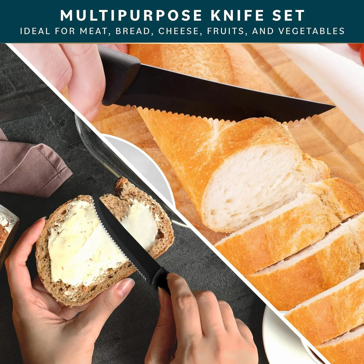 YRIDEFE Serrated Steak Knife Set – Stainless Steel 2/4/6/8 Pc Steak Knife Set Axl