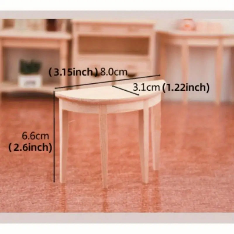 1:12 Dollhouse Miniature Wooden Half Round Table Furniture Model Dollhouse Miniature Furniture Axl