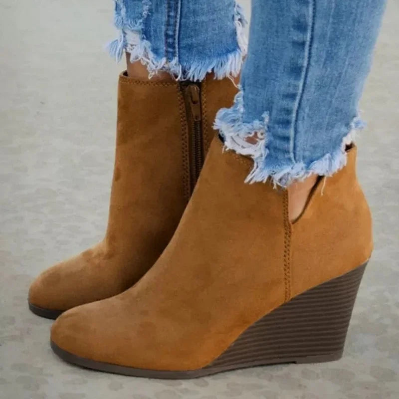 Women's Leopard Chelsea Boots | Wedge Heel Side Zipper Chelsea Ankle Boots Axl