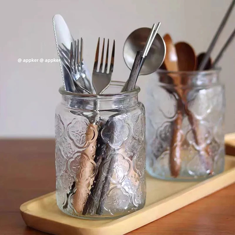 KEMORELA Vintage Glass Canister – Airtight Wooden Lid Storage Jar Glass Storage Canister Axl