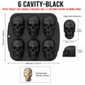 6-Cavity Skull Silicone Baking Mold | Halloween Cake & Chocolate Pan Silicone Baking Mold Axl 6 Cavity-Black