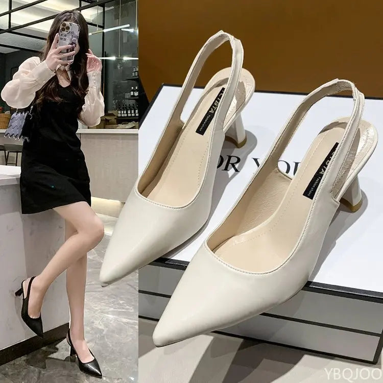 YBQJOO Women's Pointed Toe Square Heel Sandals | Summer 2025 Women's Sandals Axl Beige 40