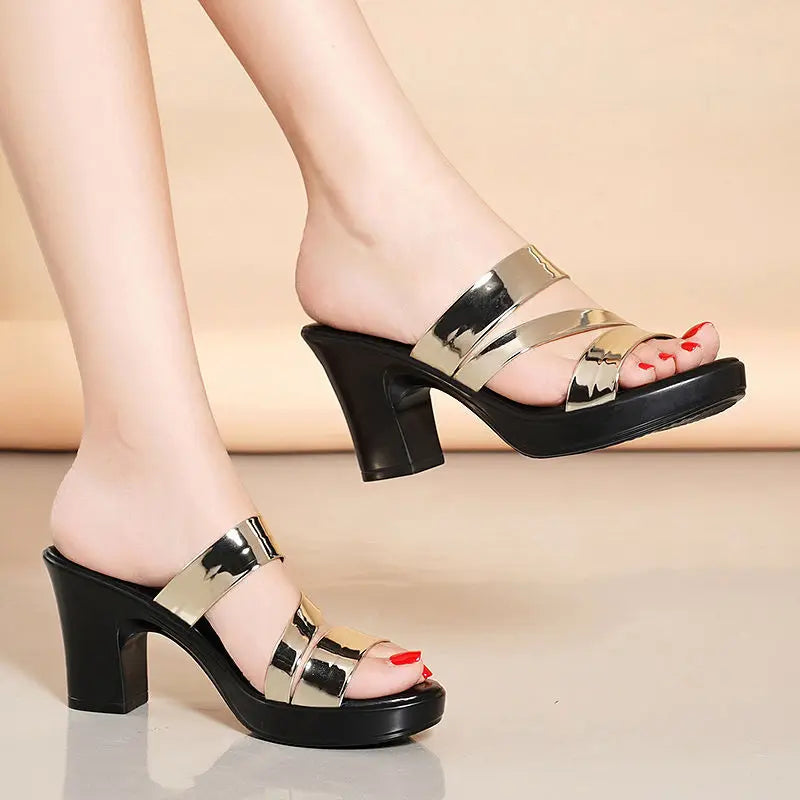 Women's Waterproof Thick Heel Platform Slippers | Anti-Slip Platform Heel Slippers Axl