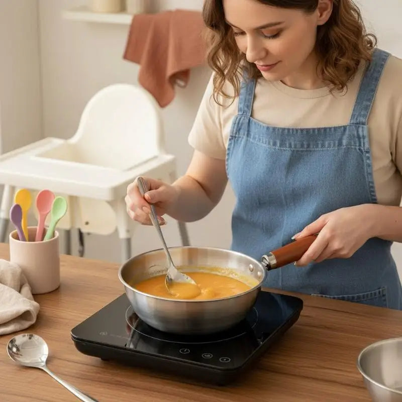 Stainless Steel Mini Saucepot with Wood Handle & Spoon Mini Saucepot Axl