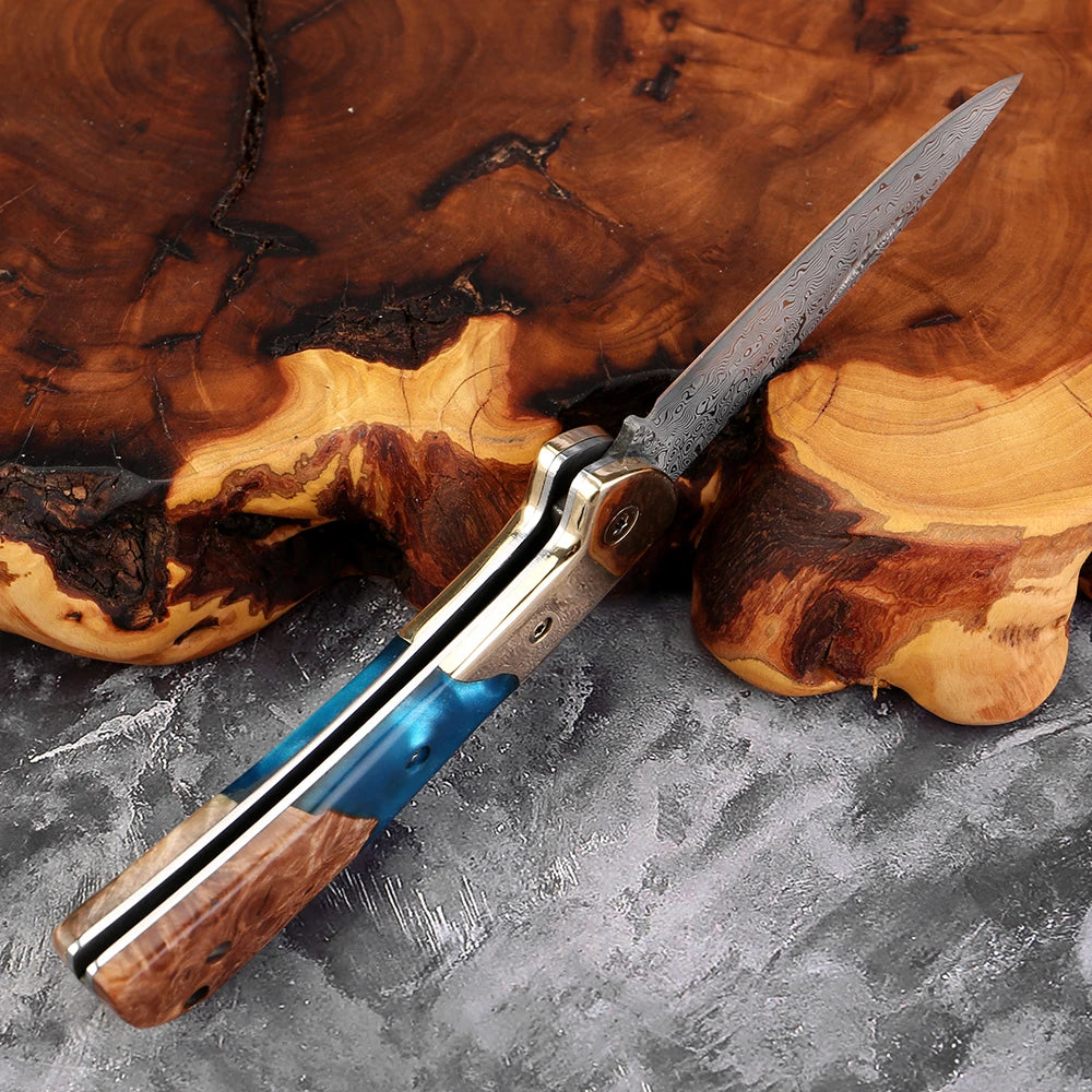 Damascus Steel Folding Knife – Camping Pocket Knife | Xituo Folding Pocket Knife Axl