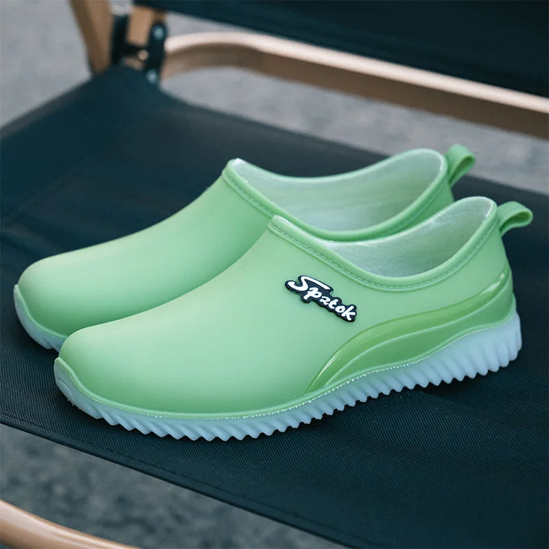 Women's Waterproof Plush Rain Shoes – Slip-On Galoshes Women's Rain Boots Axl 40 light green