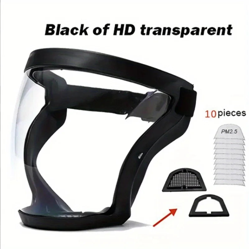 Anti-Fog Clear Full Face Shield – Adjustable Headband Full Face Shield Axl black