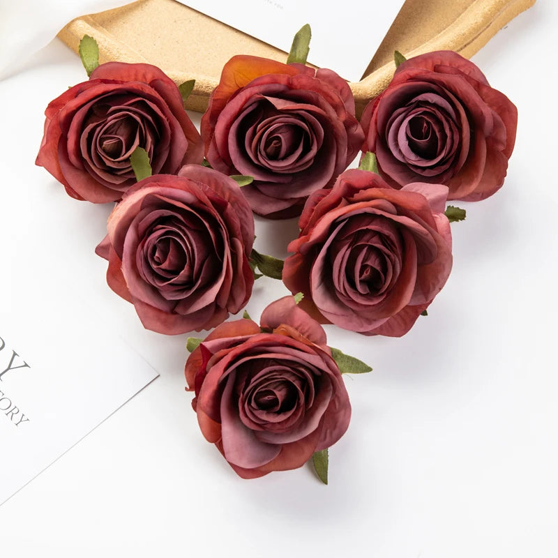 Artificial Silk Roses 10 Pcs – Wedding Bouquet & Home Décor Artificial Silk Flowers Axl Chocolate