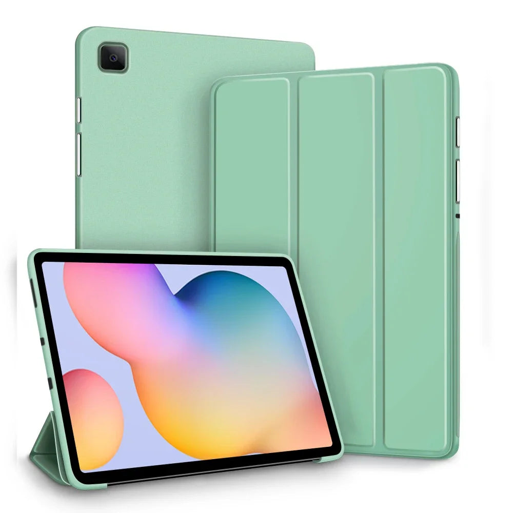 Silicone Tri-Fold Case Samsung Galaxy Tab S6 Lite A8 A9 S7 S8 S9 Tablet Case Axl Light green Tab A8 10.5in