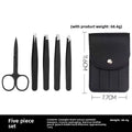 Precision Stainless Steel Eyebrow Tweezers Set – Slant & Flat Tip Eyebrow Tweezers Set Axl 5Set with leather ca