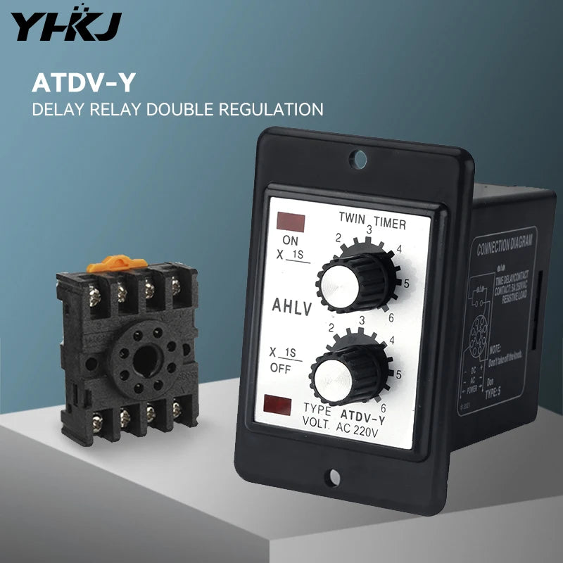 ATDV-Y Dual Repeat Cycle Time Relay 220V – 10 Timing Ranges Cycle Timer Relay Axl
