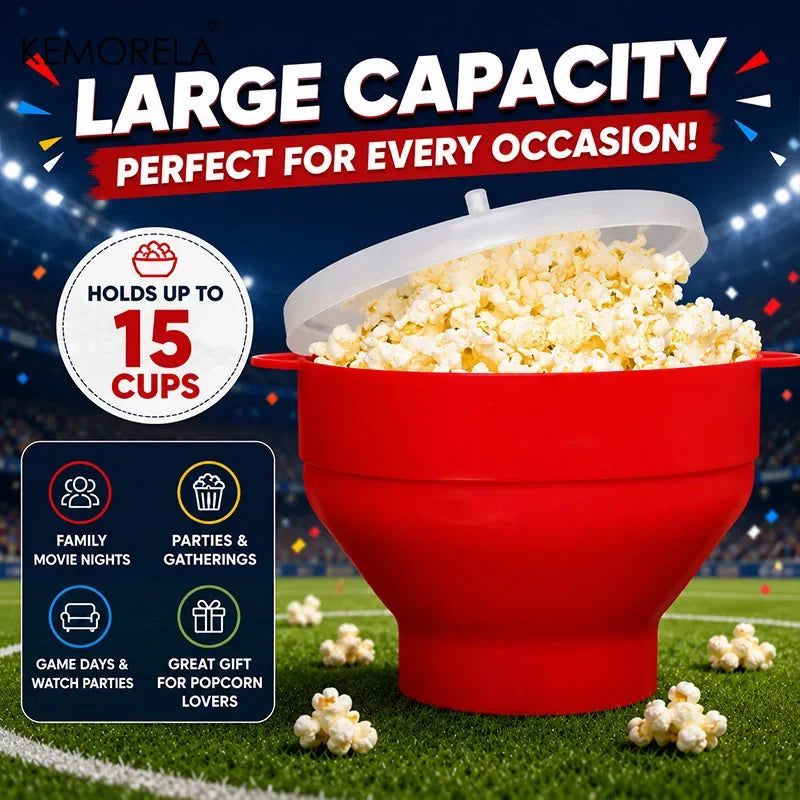 KEMORELA 3L Foldable Silicone Microwave Popcorn Maker | BPA-Free Microwave Popcorn Maker Axl