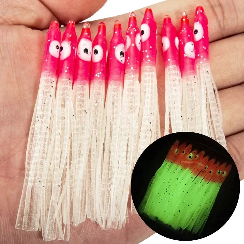 10-Pack Luminous Squid Skirt Fishing Lures | Soft Rubber Bait Fishing Lures Axl 2