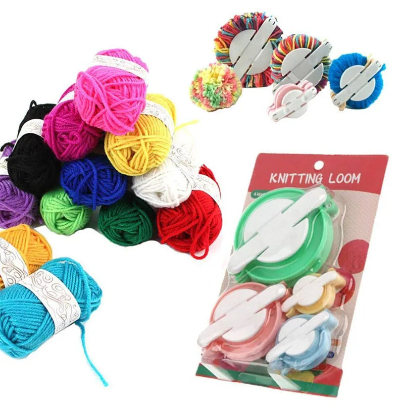 4-Size Pompom Maker Set – Yarn Ball Weaver Knitting Tool Pompom Maker Set Axl
