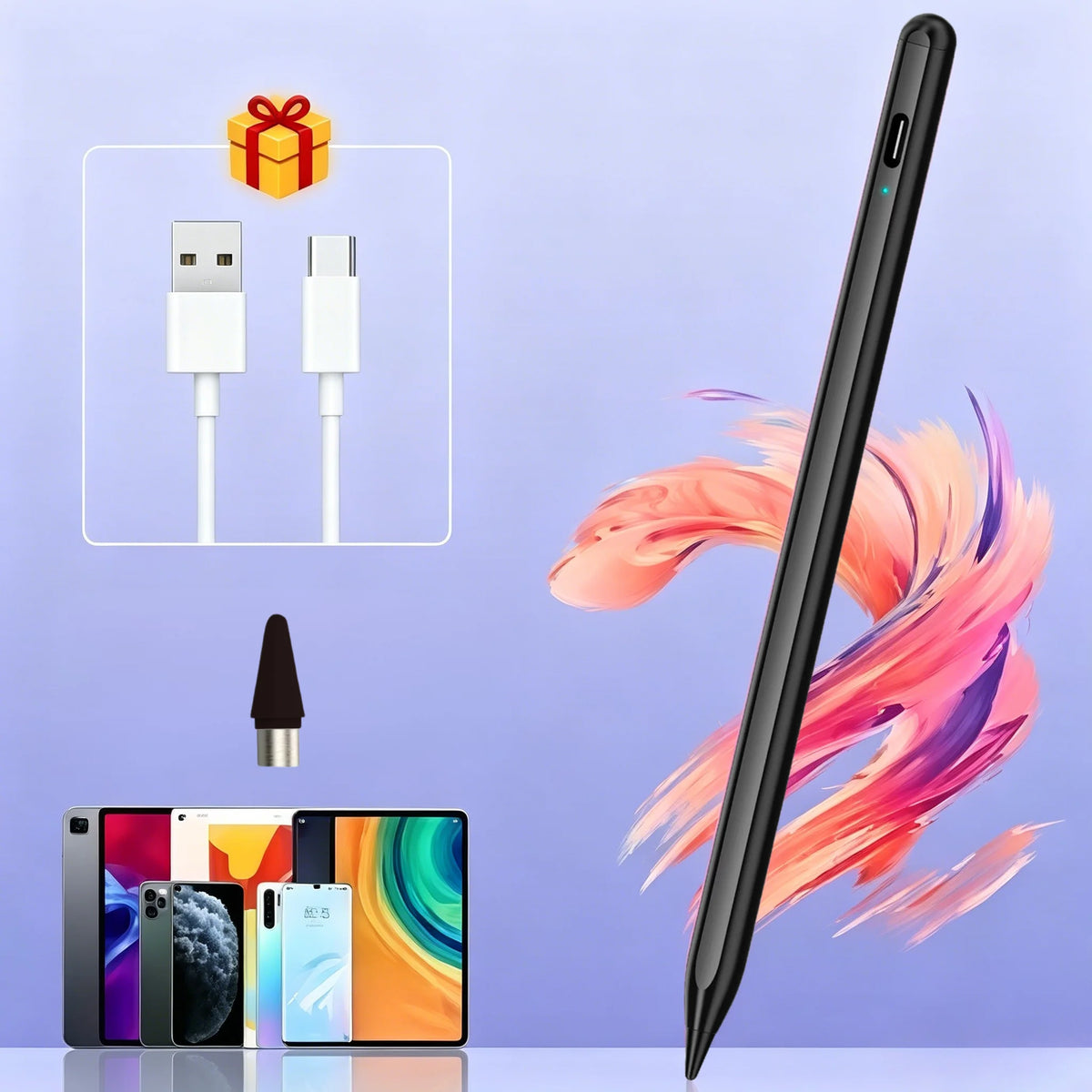 Universal Stylus Pen – Capacitive Touchscreen for iOS & Android Touchscreen Stylus Pen Axl ZP1-black-1nib