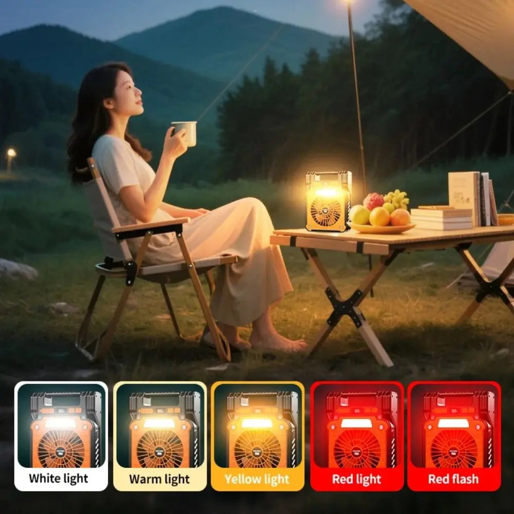 Solar Powered Camping Fan with LED Light – Foldable USB Fan Solar Camping Fan Axl