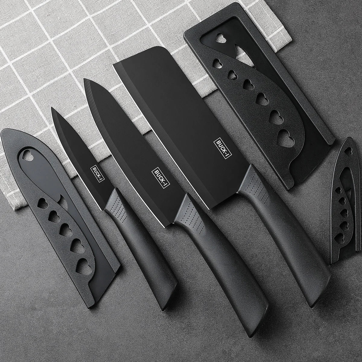 SHENJIU Kitchen Knife Set with Block – Cleaver, Chef & Fruit Knife Kitchen Knife Set Axl 3pcs