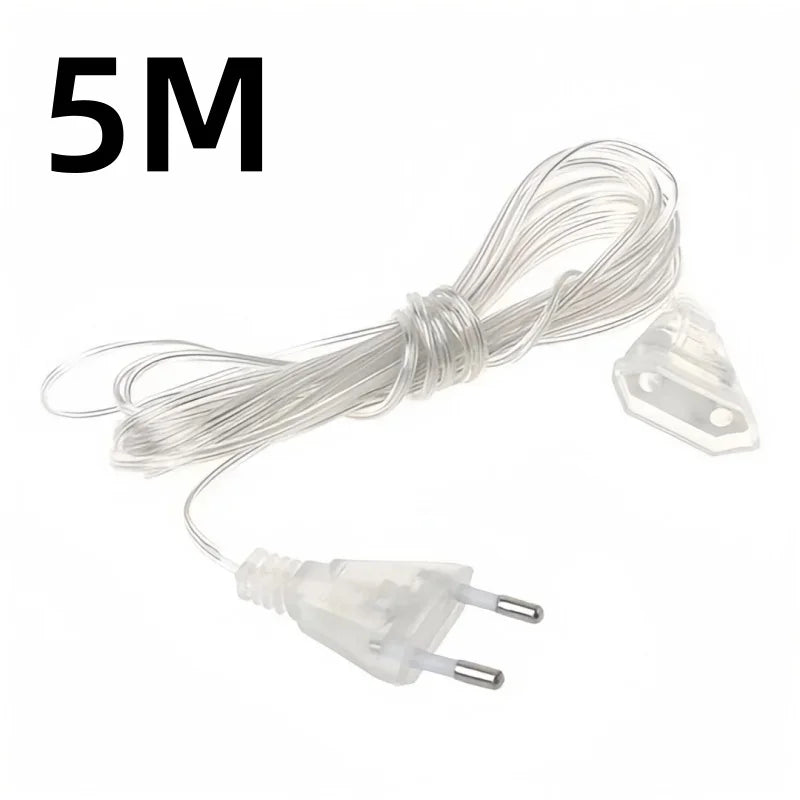 Transparent EU Plug Extension Cord for Fairy & LED String Lights Extension Cord Axl 5M