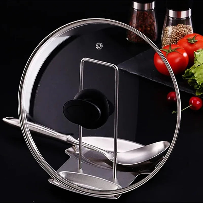 Stainless Steel Pot Lid Rack & Spatula Spoon Holder Stand Kitchen Utensil Rack Axl