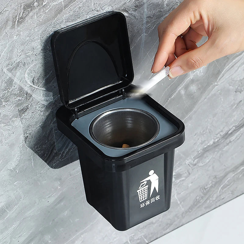 Wall-Mount Lidded Ashtray – Windproof Stainless Steel Design Wall Mount Ashtray Axl Black