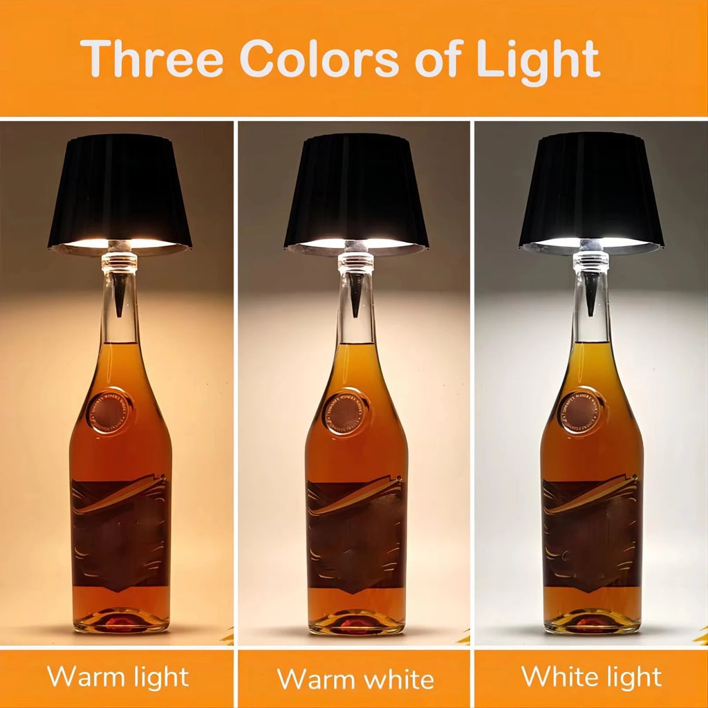 USB Rechargeable Bottle Table Lamp | Touch Control 3-Color LED LED Table Lamp Axl