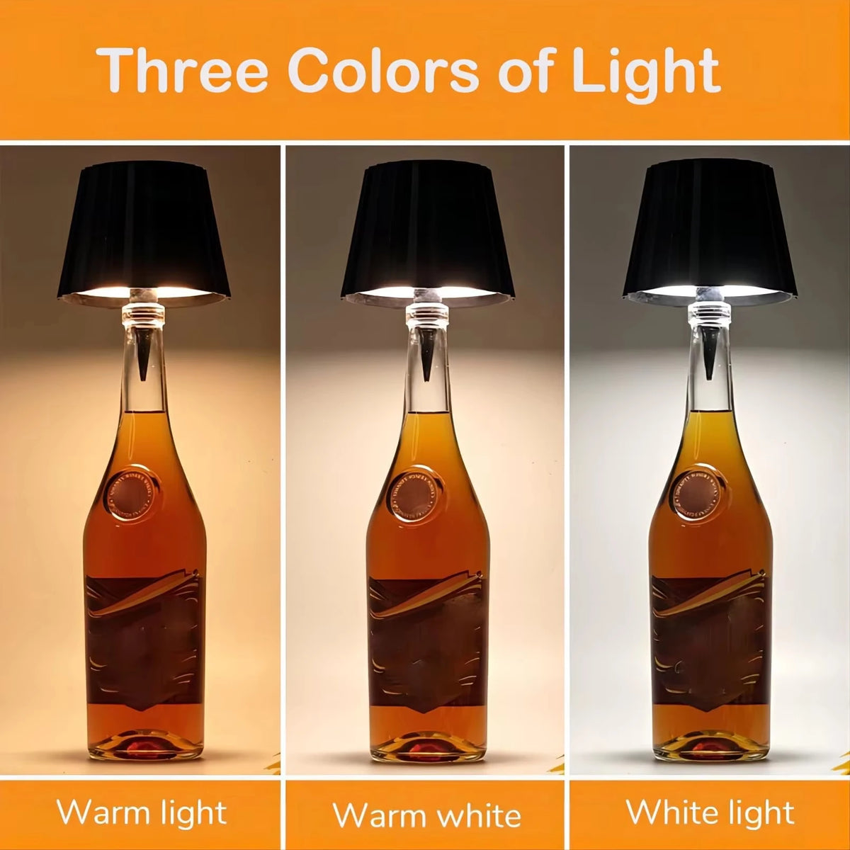 USB Rechargeable Bottle Table Lamp | Touch Control 3-Color LED LED Table Lamp Axl