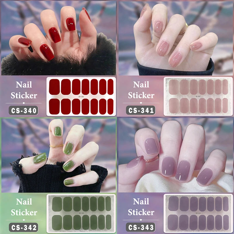 Waterproof Full Cover Nail Wraps – No-Lamp Nail Stickers 14pc Nail Art Wraps Axl