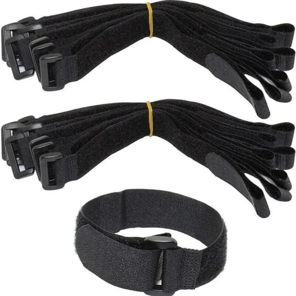 10-Pack Self-Adhesive Hook & Loop Cable Zip Ties – Black Cable Management Ties Axl