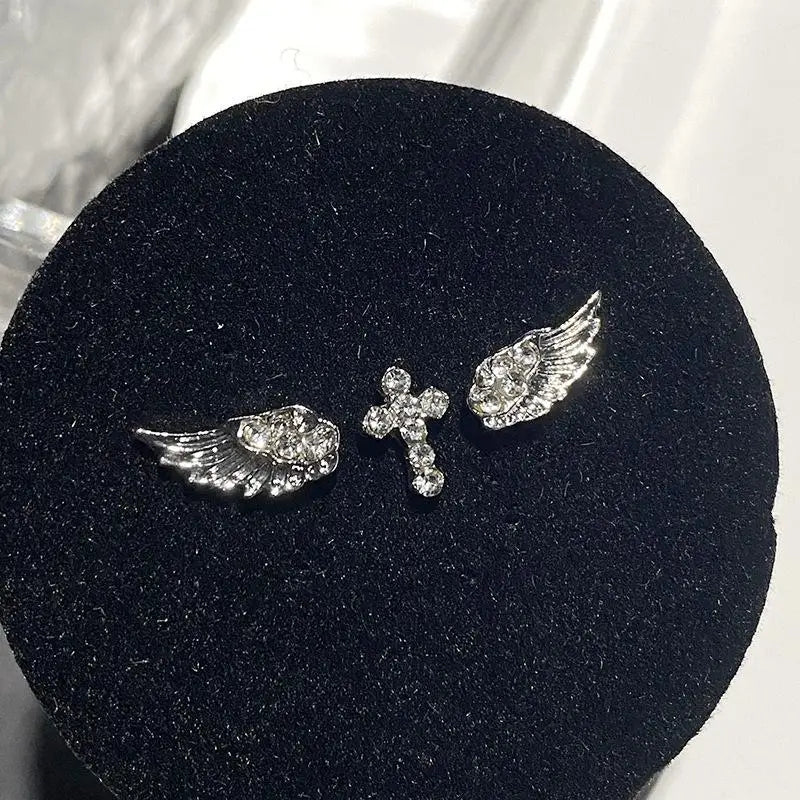 Vintage Punk Pink Zircon Wing Cross Earrings Set 3/4 Pcs Earring Set Axl A5