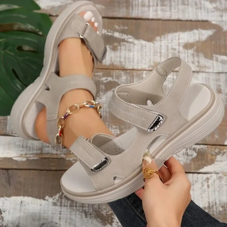 YBQJOO Women's Wedge Platform Sandals – Non-Slip Beach Wedge Platform Sandals Axl Gray 36