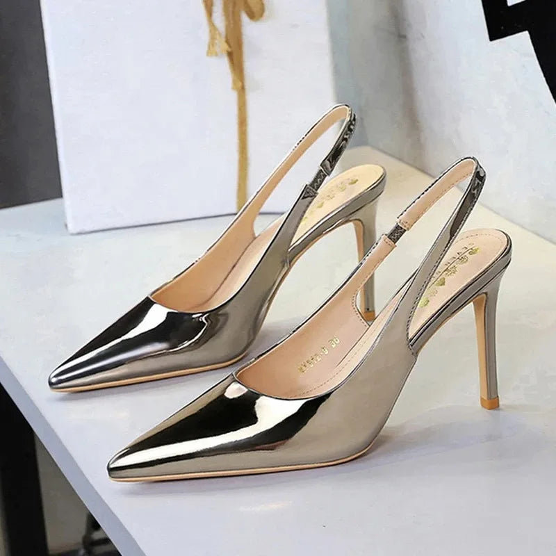 Women's Pointed Toe Stiletto Pumps – Patent Leather Party Heels High Heel Pumps Axl