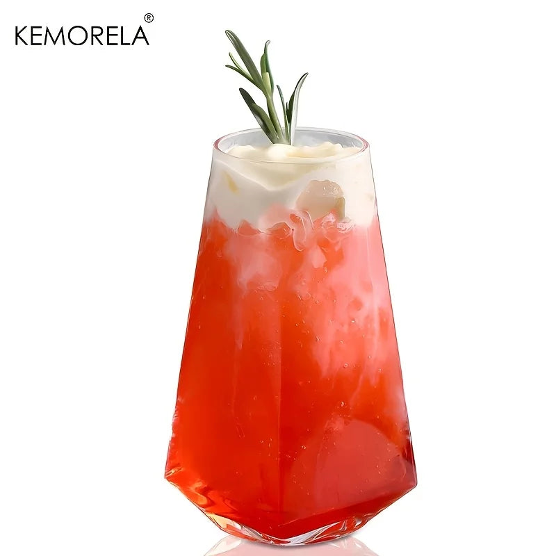 KEMORELA 500ml Geometric Crystal Highball Glasses – 1 or 2 Pack Highball Drinking Glasses Axl 1PCS 500ml