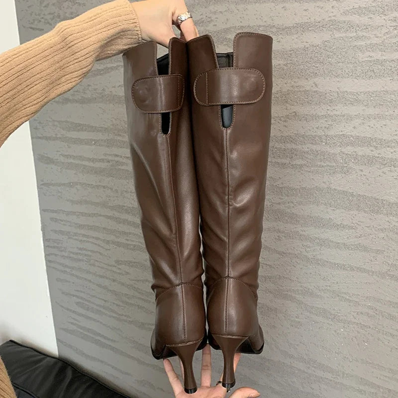 Women's Knee-High Boots | Round Toe Thin Heel Winter Booties Knee-High Boots Axl