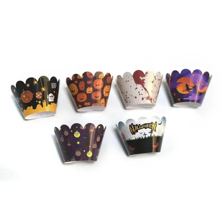 Halloween Ruffled Paper Muffin Liners – 6 Cartoon Styles 24/48 Pc Cupcake Liners Axl
