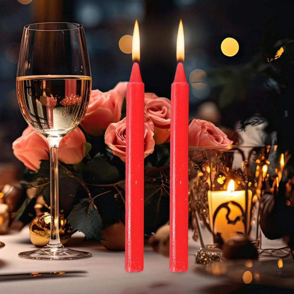 10-Pack Unscented Taper Candles – Red & White Wedding & Home Taper Candles Axl