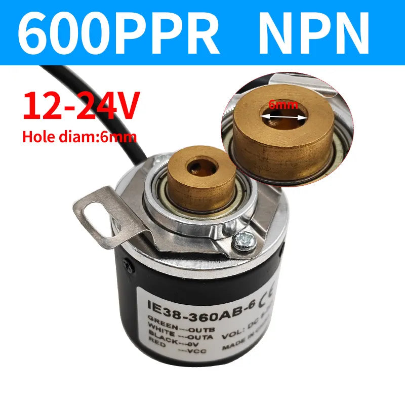 IE38 Hollow Shaft Incremental Rotary Encoder 12-24V 100-1000PPR Rotary Encoder Sensor Axl 6mm-600PPR