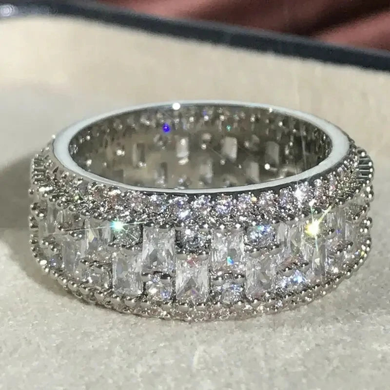 Huitan Women's Cubic Zirconia Pave Wedding Band Ring Fashion Ring Axl F049 10
