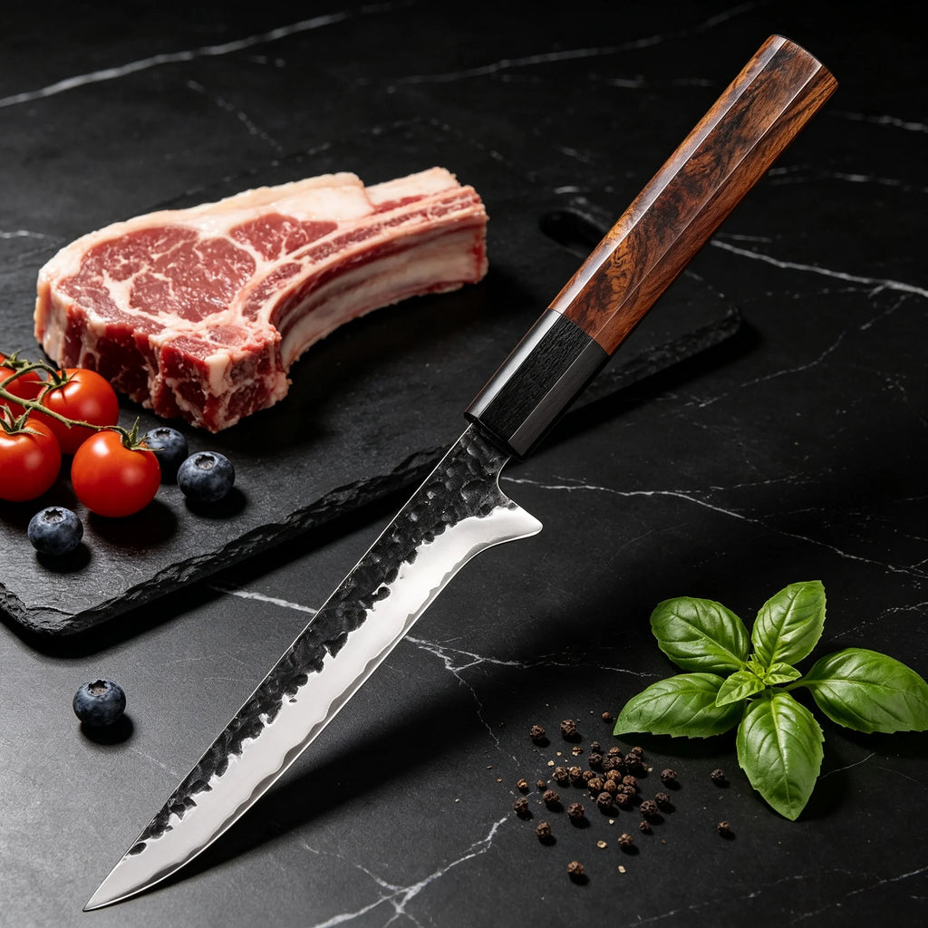 Hand Forged Hammered Japanese Boning Knife – Stainless Steel Japanese Boning Knife Axl