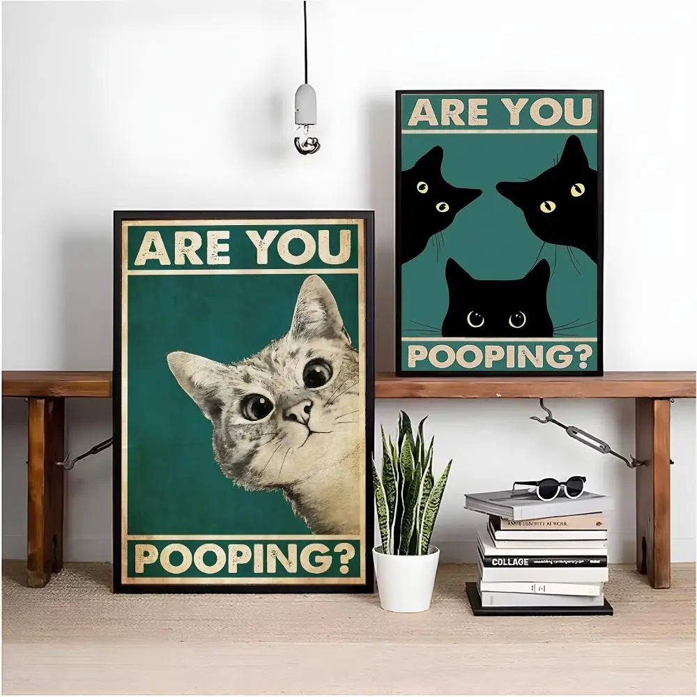 Are You Pooping Cat Poster – Minimalist Wall Art Sticker Wall Art Sticker Axl