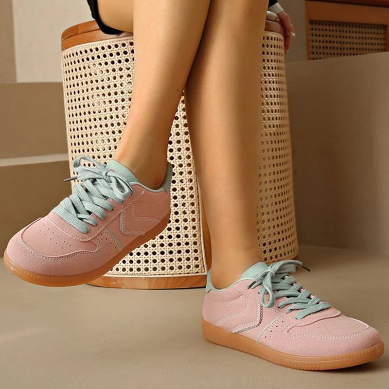 Women's Lace-Up Suede Sneakers – Casual Flat Shoes Sizes 35–44 Women's Casual Sneakers Axl