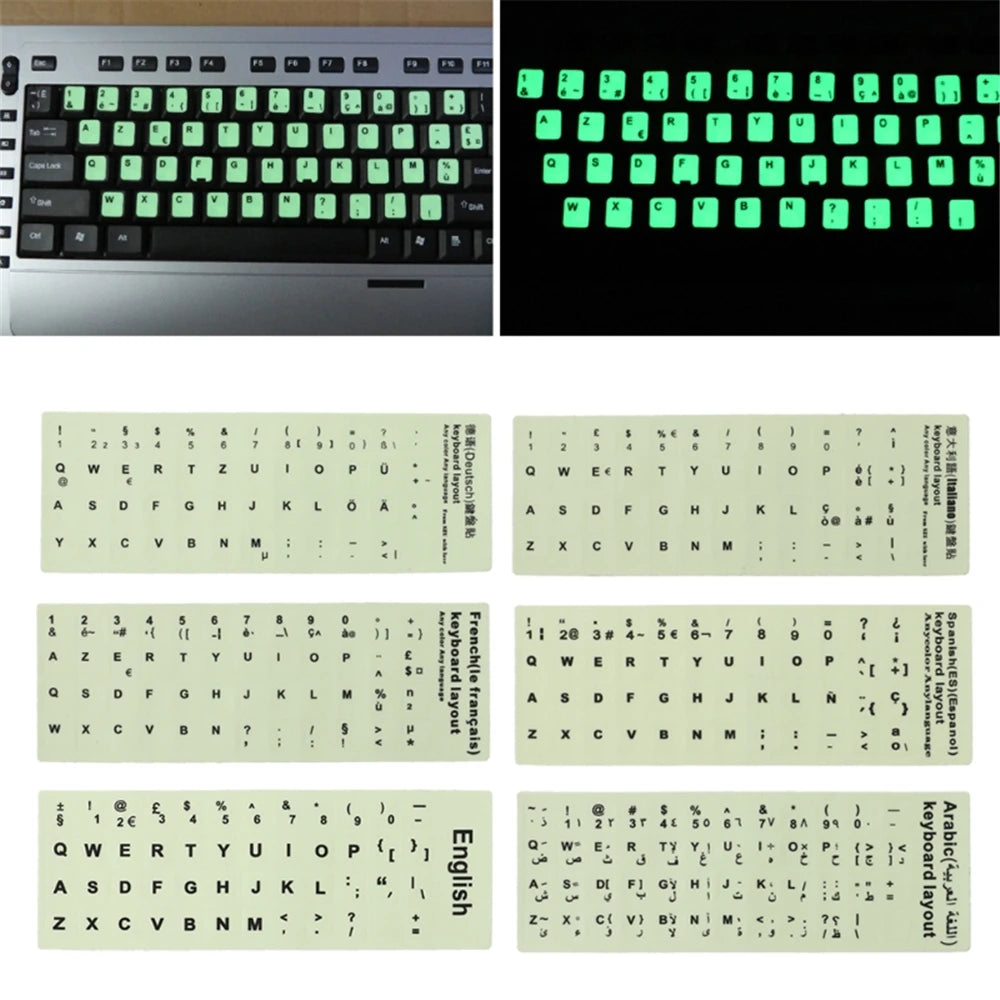 Luminous Keyboard Stickers – Multi-Language Glow in Dark Keyboard Stickers Axl