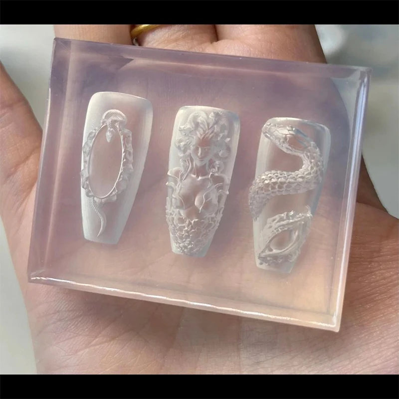 3D Snake Relief Silicone Nail Mold – Nail Art Manicure Tool Nail Art Mold Axl