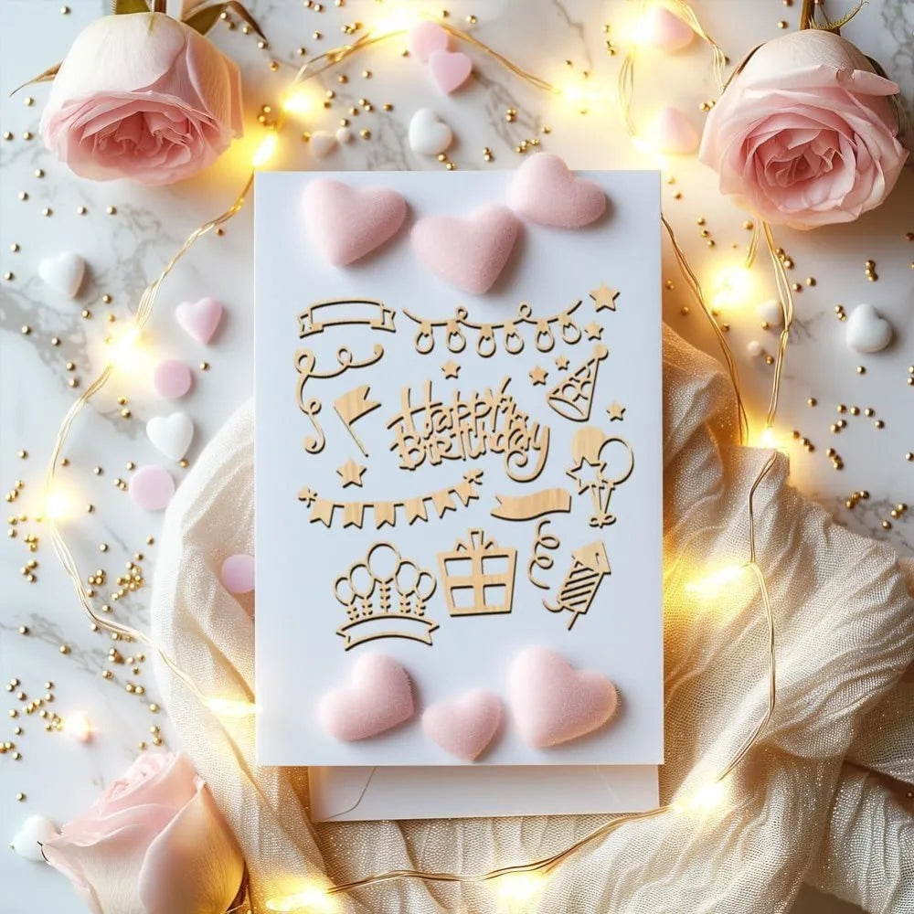 Happy Birthday Laser Cut Chipboard Embellishments – 2pc Wood Set Chipboard Embellishments Axl