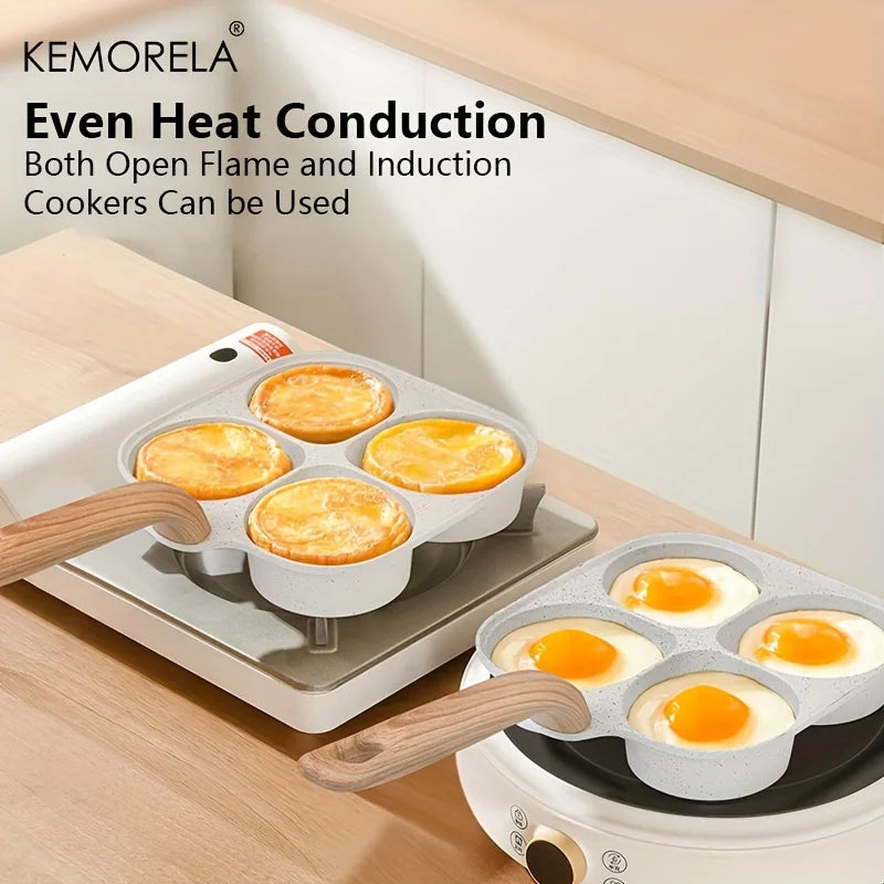 KEMORELA 4-Hole Non-Stick Egg & Burger Pan – Stone Coating Egg Frying Pan Axl
