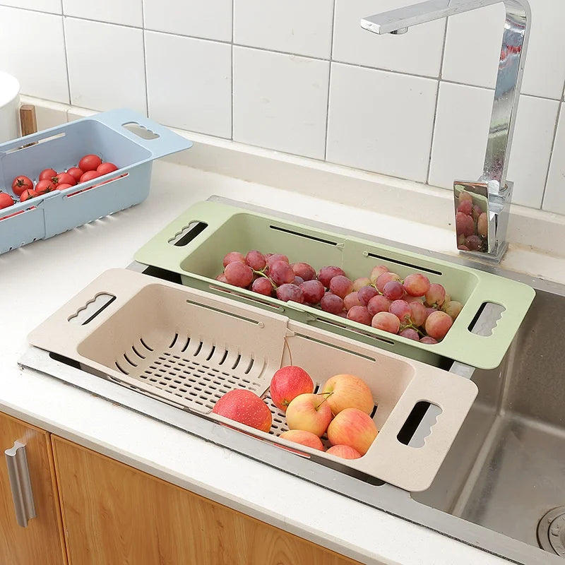 Adjustable Sink Drain Basket – Extendable Colander & Drying Rack Sink Drain Basket Axl
