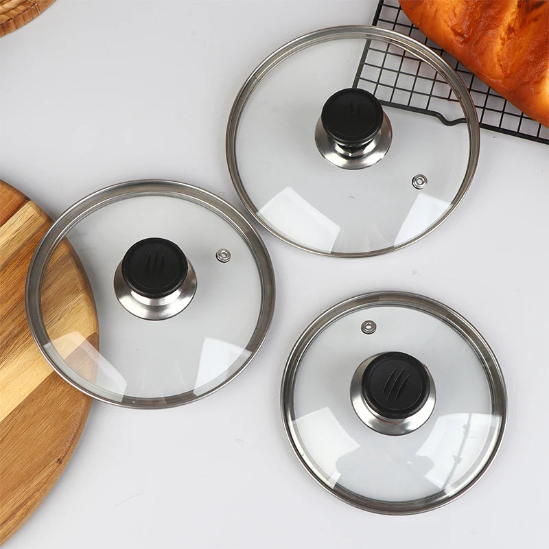 Tempered Glass Pot Lid – Shatter-Proof Stainless Steel Rim Glass Pot Lid Axl