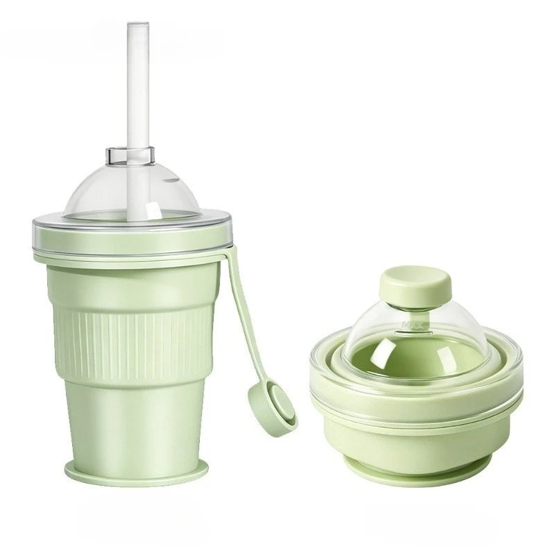KEMORELA 2-in-1 Silicone Folding Ice Cup – Portable & Stackable Silicone Ice Cup Axl Green