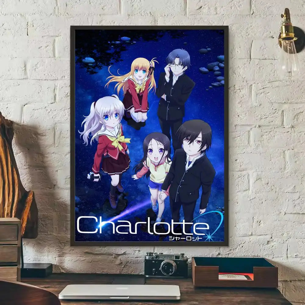Anime Charlotte Wall Poster Sticker – HD Removable Home Decor Anime Wall Poster Axl Black1 30X40cmNoframe
